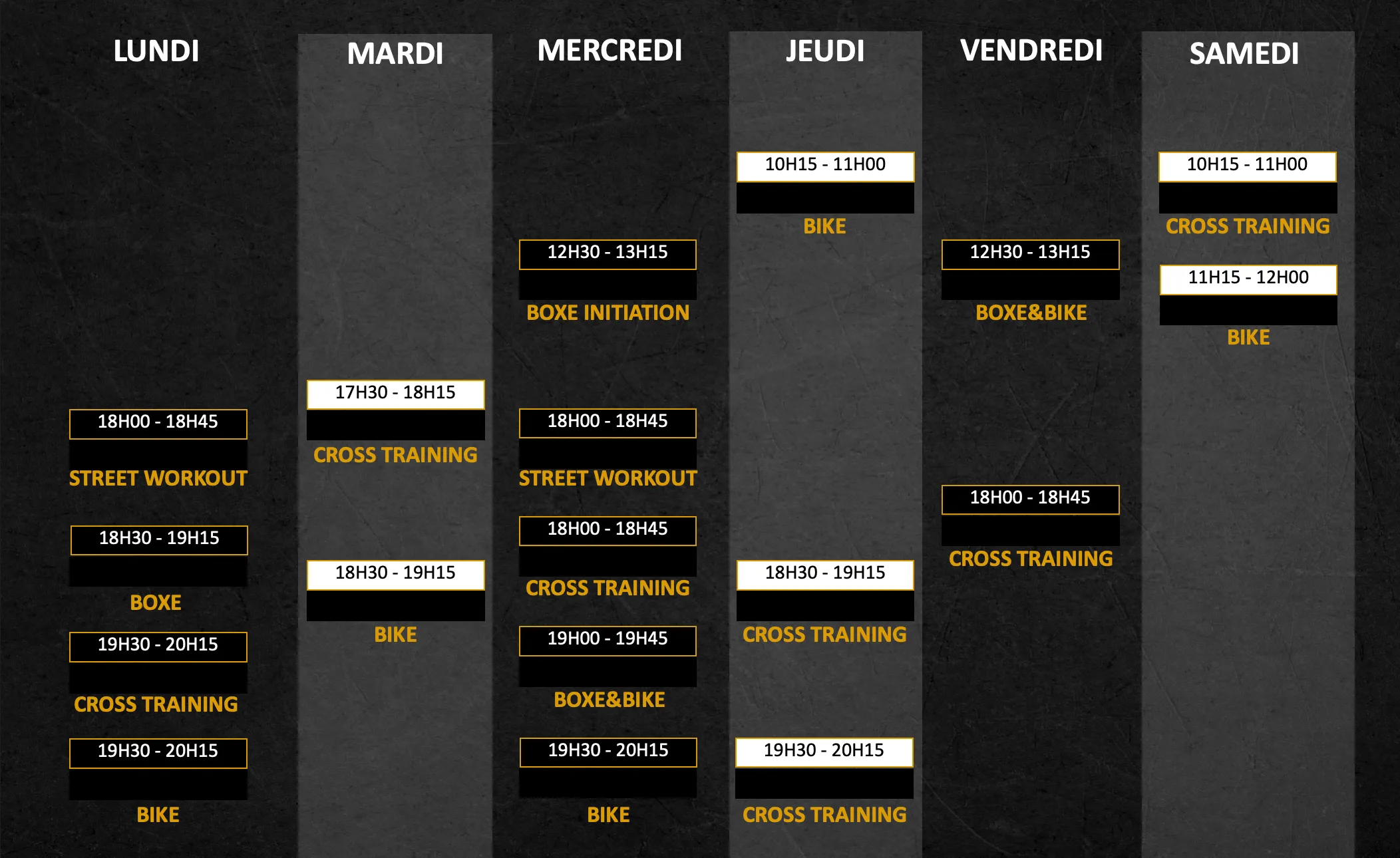 Planning hebdomadaire — Cours collectifs premium